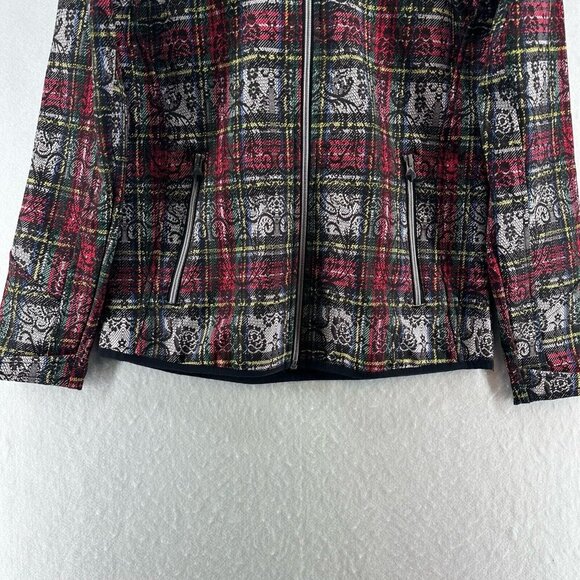 Body Glove Jacket Women S Plaid Faux Fur Trim Fleece Lined Hoodie Waterproof Red - Picture 4 of 14